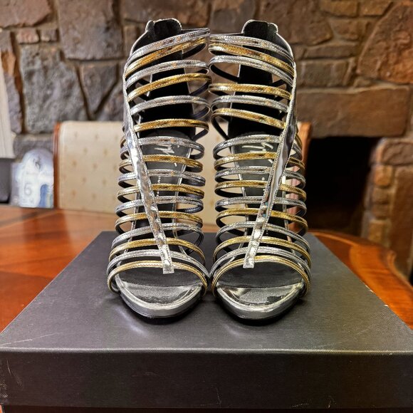 Amazing Giuseppe Zanotti Gold & Silver Gladiator Sandals EU 39 EUC - Picture 2 of 9